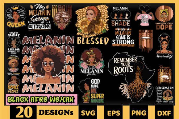 Black Afro Girl SVG Bundle: Graphics for Crafts