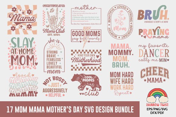Mom Mama SVG Bundle for Crafts and Graphics